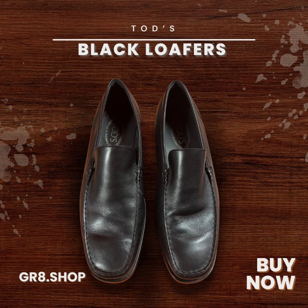 TOD’s Black Leather Loafers Men’s Size 8